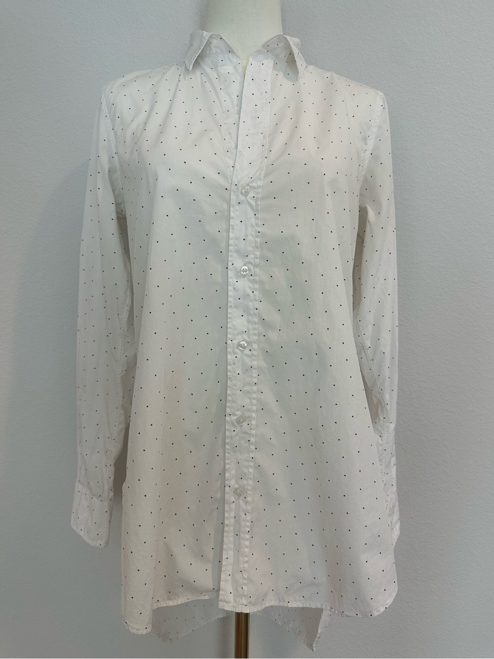Frank & Eileen Grayson White Mini Heart Print Italian Button Up Shirt M